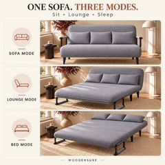 3 Seater Folding Sofa Come Bed, Full Convertible Sofa Bed for Living Room & Guest Room, Triple Seat Sleeper Sofa, Space Saving Recliner Bed