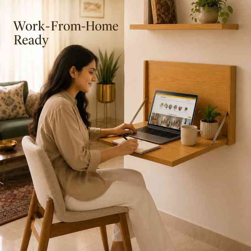 Minimalist Fold-Down Wall Mounted Desk for Home Office & Study Room