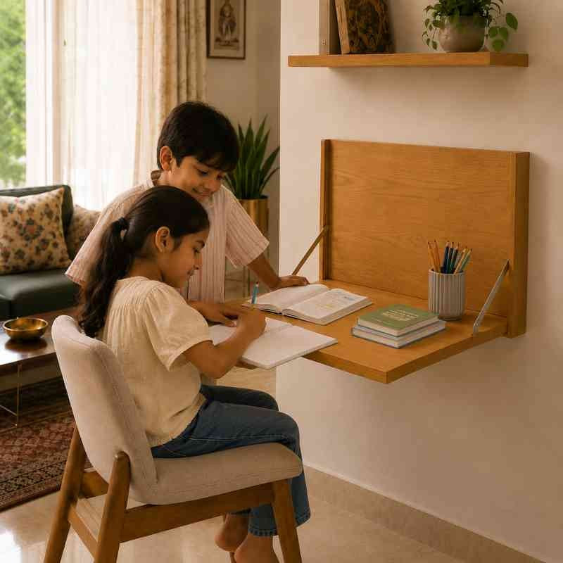 Minimalist Fold-Down Wall Mounted Desk for Home Office & Study Room