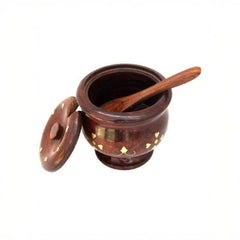 Acacia Wood Salt Box with Lid & Spoon – Multipurpose Wooden Kitchen Storage Container