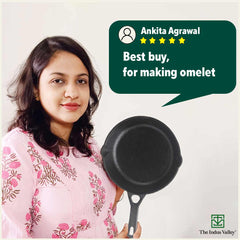 CASTrong Cast Iron Fry Pan/Skillet, Pre-seasoned, Natural Nonstick, 100% Pure, Toxin-free, Induction, 20.3cm, 0.9L, 1.6kg