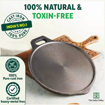 Super Smooth Cast Iron Tawa,Pre-seasoned, Nonstick, 100% Pure, Toxin-free, Induction, 28/30.5cm, 2.8/2.9kg