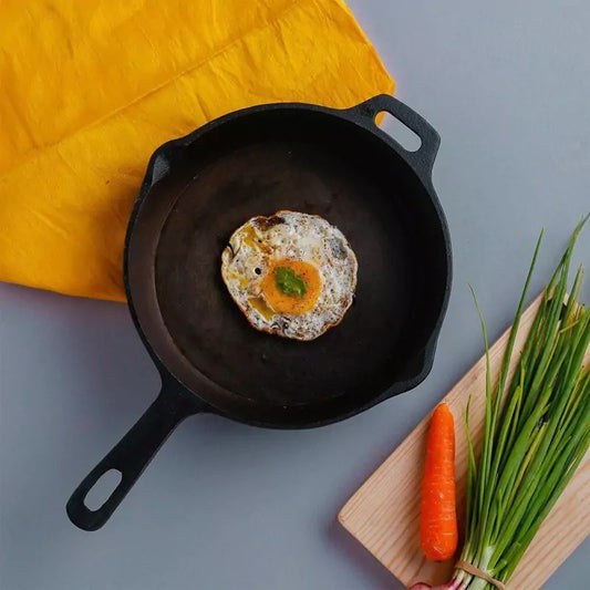 Super Smooth Cast Iron Fry Pan, 100% Pure, Toxin-free,Pre-seasoned, Induction, Non-stick, 20.3/25.4cm, 1.3/1.7L