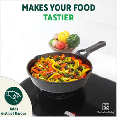 CASTrong Cast Iron Fry Pan/Skillet, Pre-seasoned, Natural Nonstick, 100% Pure, Toxin-free, Induction, 20.3cm, 0.9L, 1.6kg