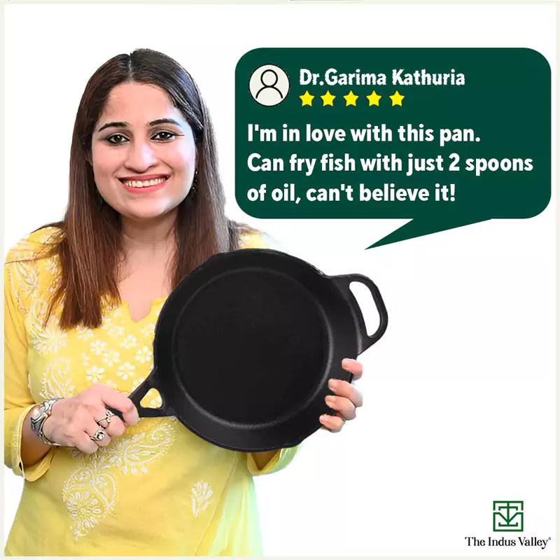 CASTrong Cast Iron Fry Pan/Skillet, Pre-seasoned, Nonstick, 100% Pure, Toxin-free, Induction, Free ₹110 Spatula, 25.4cm, 1.7L, 2.3kg
