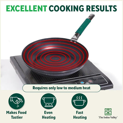 Ironklad 100% Pure Sheet Iron Frying pan, Steel Cool Touch Handle & Silicone Grip, Pre-seasoned, Toxin-free, Induction, 2/2.5 L, 25/30.8 Cm, 1.1/1.4 Kg