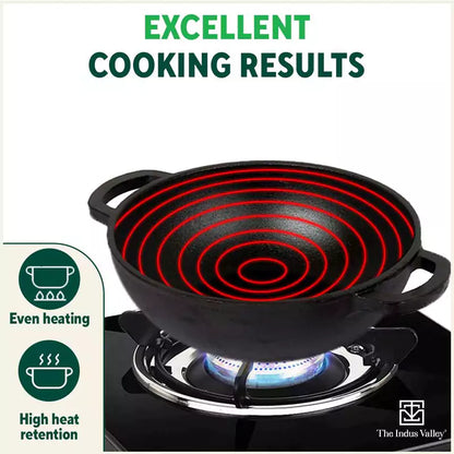 CASTrong Cast Iron Kadai ,Pre-seasoned, Nonstick, 100% Pure, Toxin-free, Induction, Free ₹110 Spatula, 25.4 cm, 2.3L, 2.5kg
