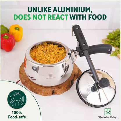 QuicKooker Stainless Steel Pressure Cooker, Premium Quality, Inner Lid, Tri-ply (3 Layer) Heavy Bottom, 100% Safe, ISI Certified, 5 Yr Warranty, Induction & Gas, 3/5L