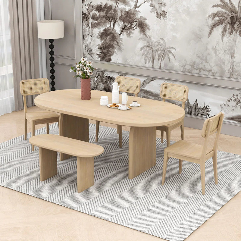 Austin Oval Dining Table Set – Lightwood 6-Seater