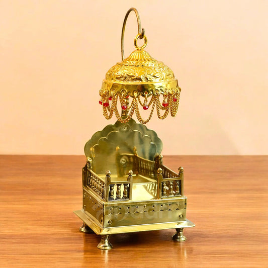 Shribadri Traditional Brass Singhasan for God Idol with Chatar – Ideal for Home Temple & Mandir