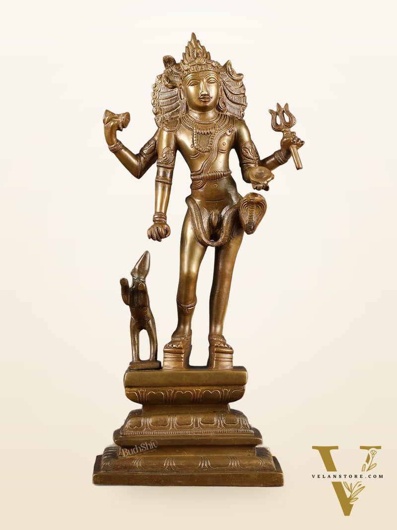 Bhikshasthana Shiva Kaal Bhairava Brass Statue | Height: 14.5 inch