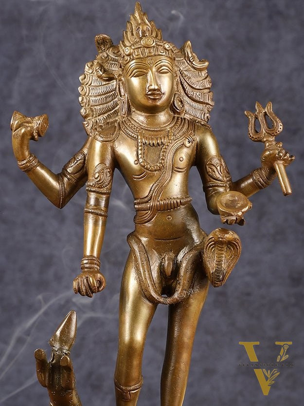Bhikshasthana Shiva Kaal Bhairava Brass Statue | Height: 14.5 inch