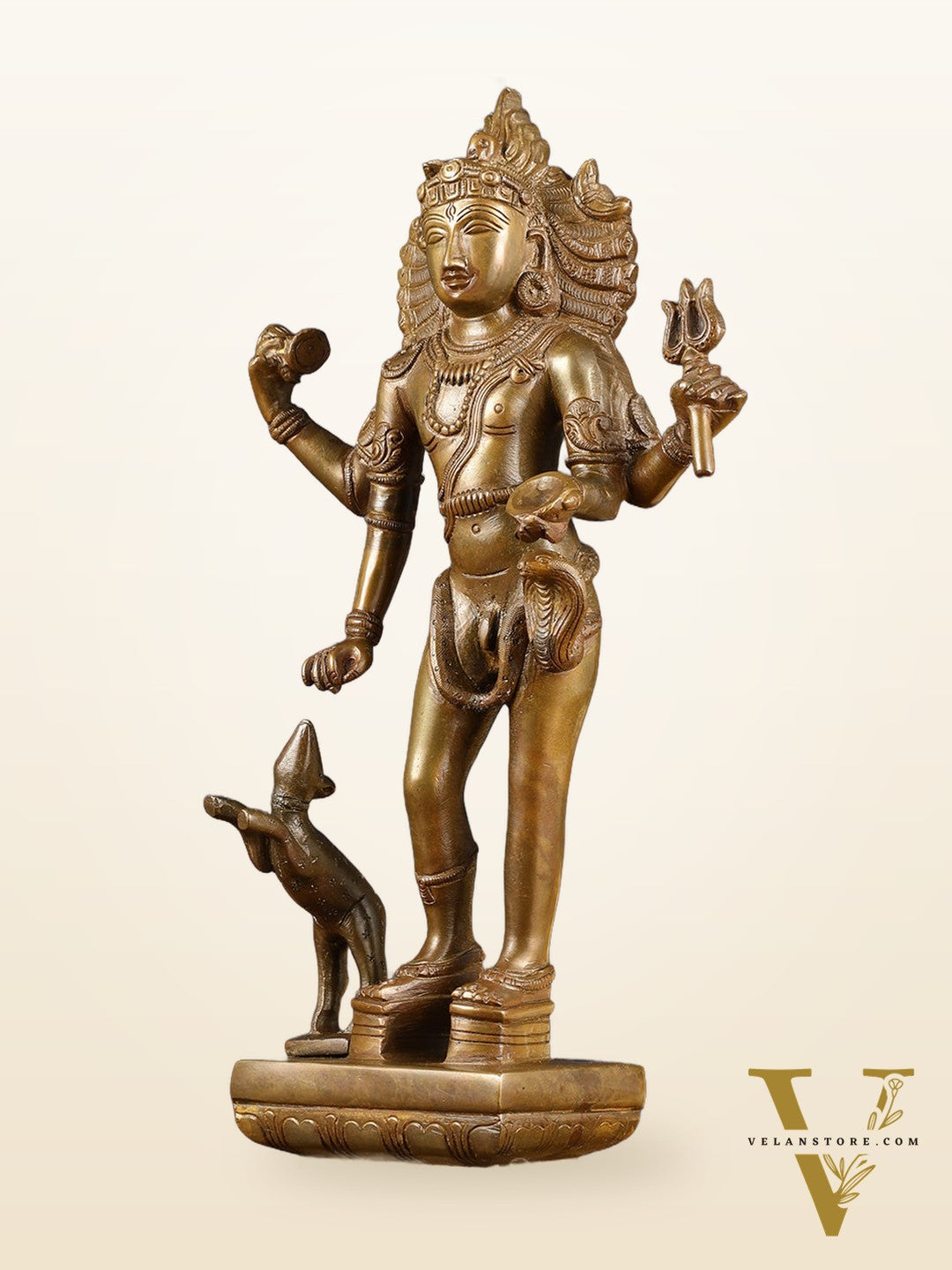 Bhikshasthana Shiva Kaal Bhairava Brass Statue | Height: 14.5 inch