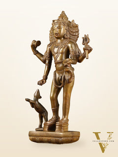 Bhikshasthana Shiva Kaal Bhairava Brass Statue | Height: 14.5 inch