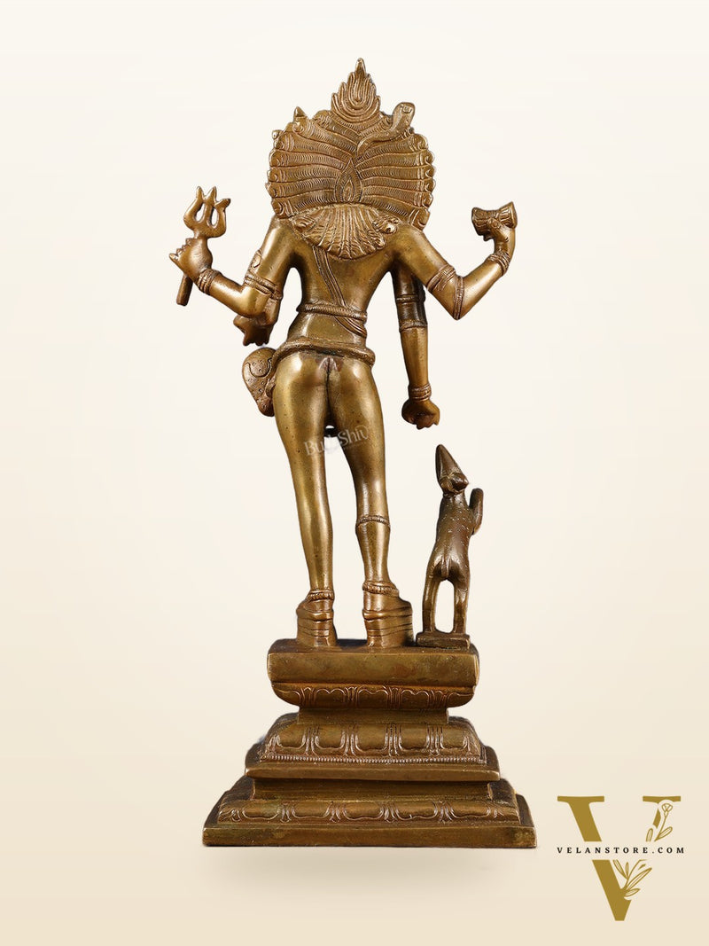 Bhikshasthana Shiva Kaal Bhairava Brass Statue | Height: 14.5 inch