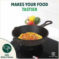 CASTrong Cast Iron Fry Pan/Skillet,Pre-seasoned, Nonstick, 100% Pure, Toxin-free, Induction, 23cm, 1.4L, 2.4kg