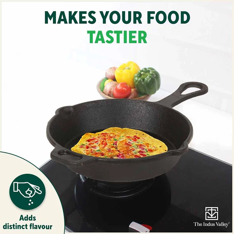 CASTrong Cast Iron Fry Pan/Skillet,Pre-seasoned, Nonstick, 100% Pure, Toxin-free, Induction, 23cm, 1.4L, 2.4kg