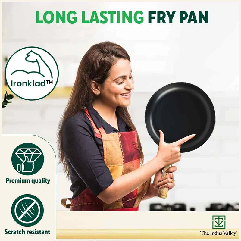 100% Pure Sheet Iron Fry Pan with Wooden Handle, Seasoned, Toxin-free, Induction, 16.5/25.4/30.4 cm