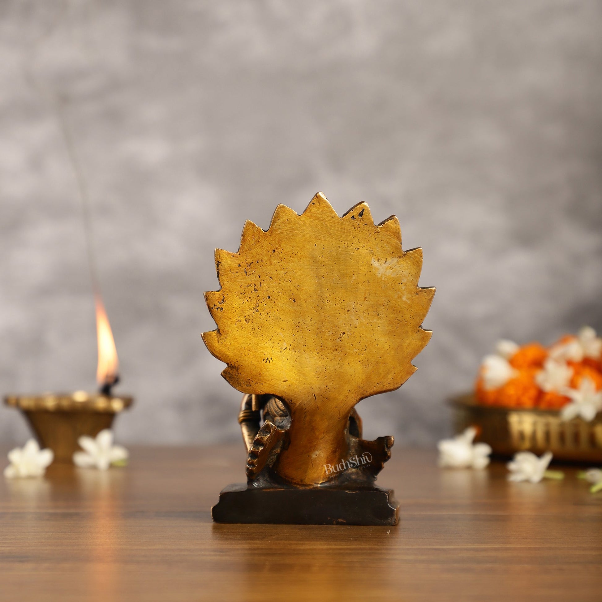 Black Antique Brass Superfine Kartikeya Lord Murugan Idol Seated on Peacock | Height 6 inch