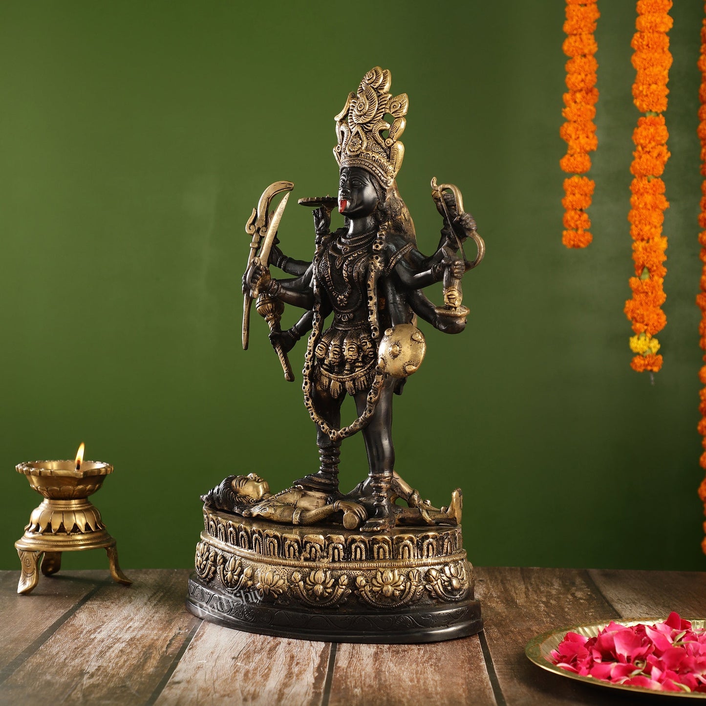 Brass Kali Mata Murti | Ashtbhuja | Height 20 inch