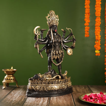 Brass Kali Mata Murti | Ashtbhuja | Height 20 inch