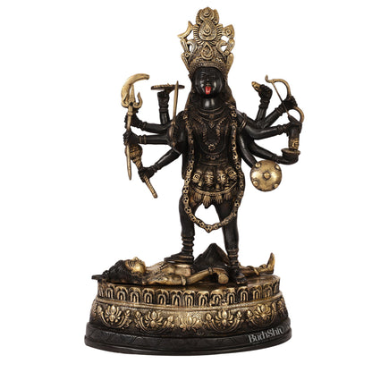 Brass Kali Mata Murti | Ashtbhuja | Height 20 inch