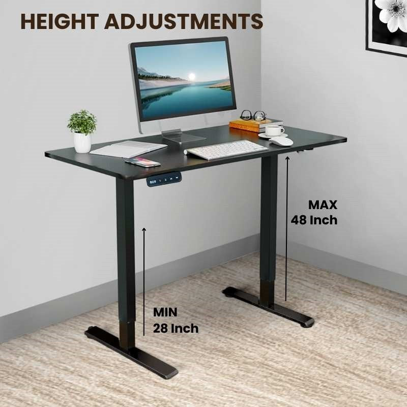 Celesta black electric adjustable table with black legs