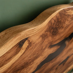Live Edge Epoxy Resin Wood Headboard | Wall Mounted headboard Design | Black Epoxy Resin Headboard | Unique Bed Headboard Design