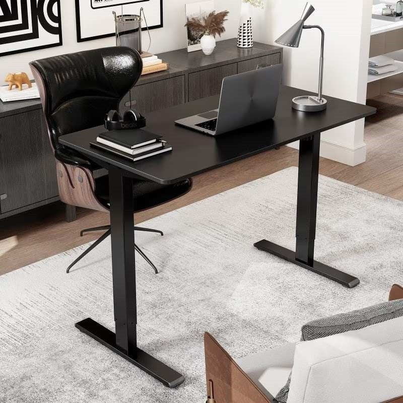 Celesta black electric adjustable table with black legs