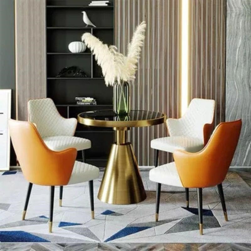 Luxury Black Round Marble Side Table