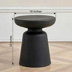 Vionna Side Table | Black Finish with Pedestal Base | Minimalist Design | Living Room & Bedroom Use