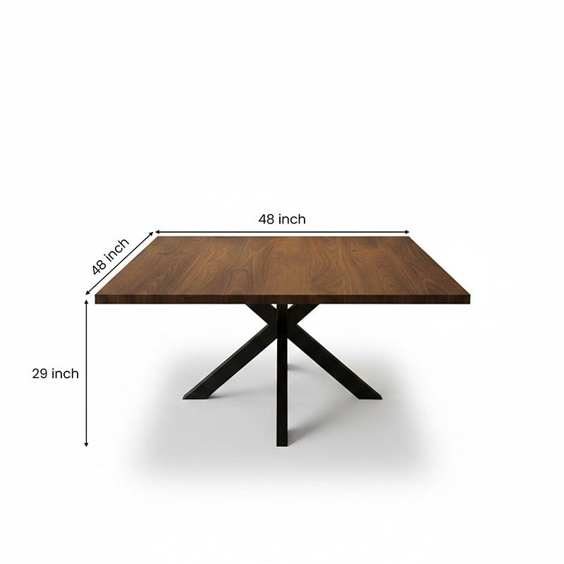 Acacia Wood Rustic Square Dining Table with Black Steel Spider Legs