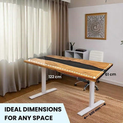 Astronix black opaque height adjustable table with white legs - 4FT x 2FT