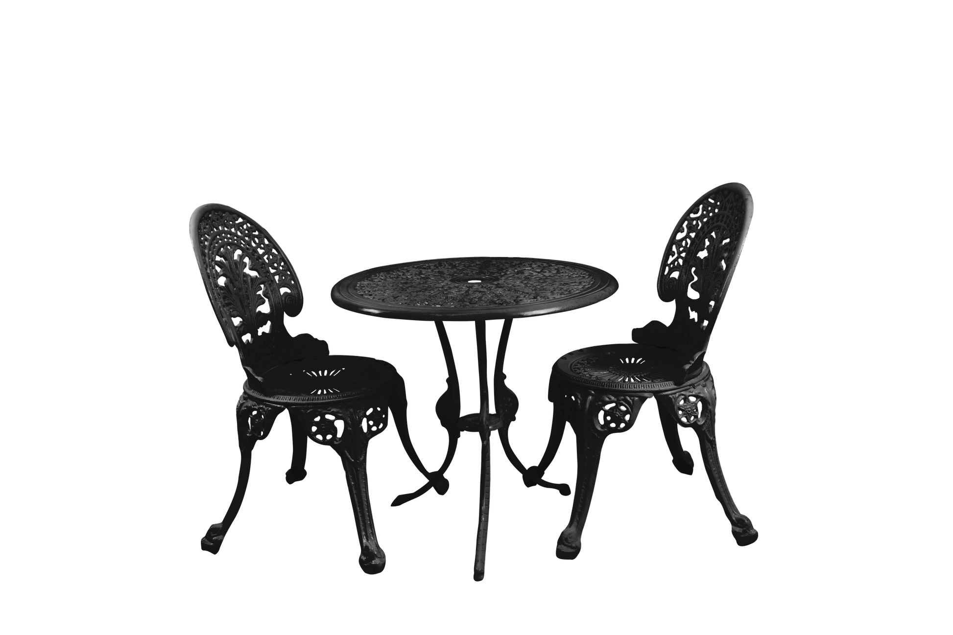 Ziska Cast Aluminium Garden Patio Seating 2 Chair and 1 Table Set (Black)