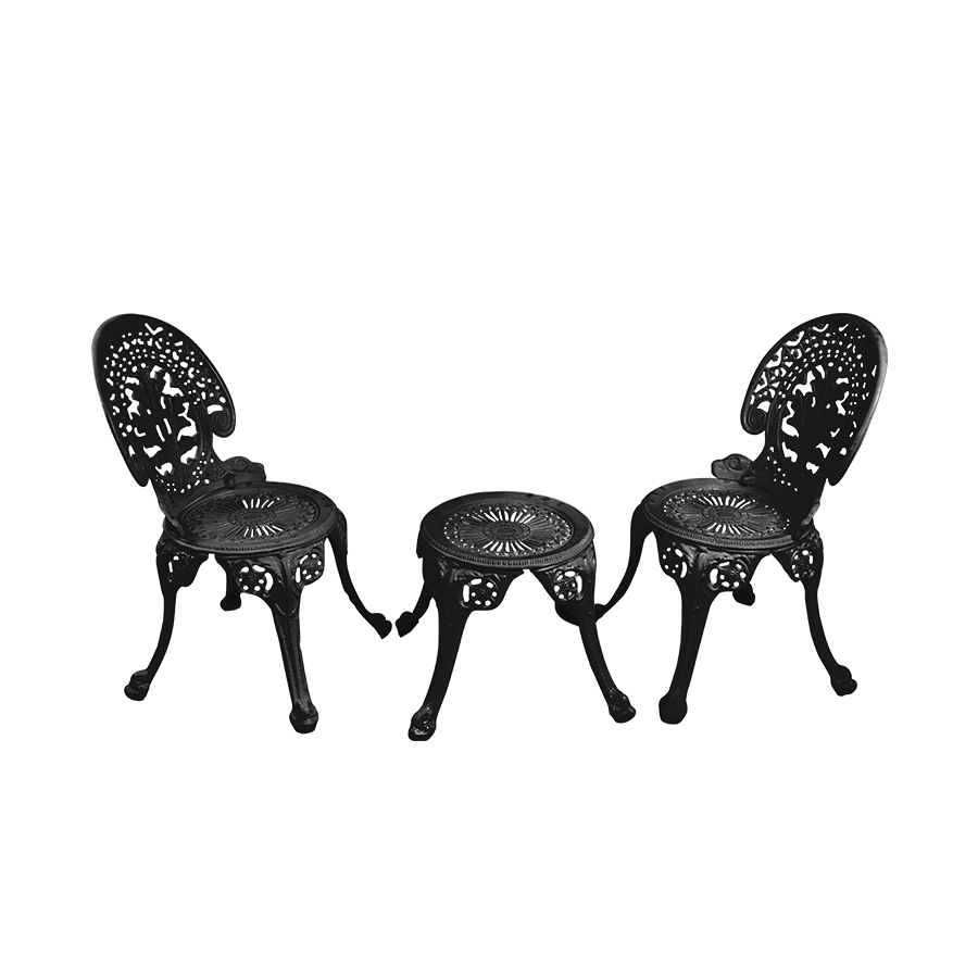 Zinc Cast Aluminium Garden Patio Seating 2 Chair and 1 Table Set