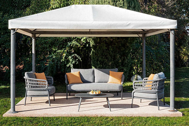 Hauwa Outdoor Garden Balcony Sofa Set 2 Seater , 2 Single Seater 1 Center Table Set Braid & Rope (Dark Grey)