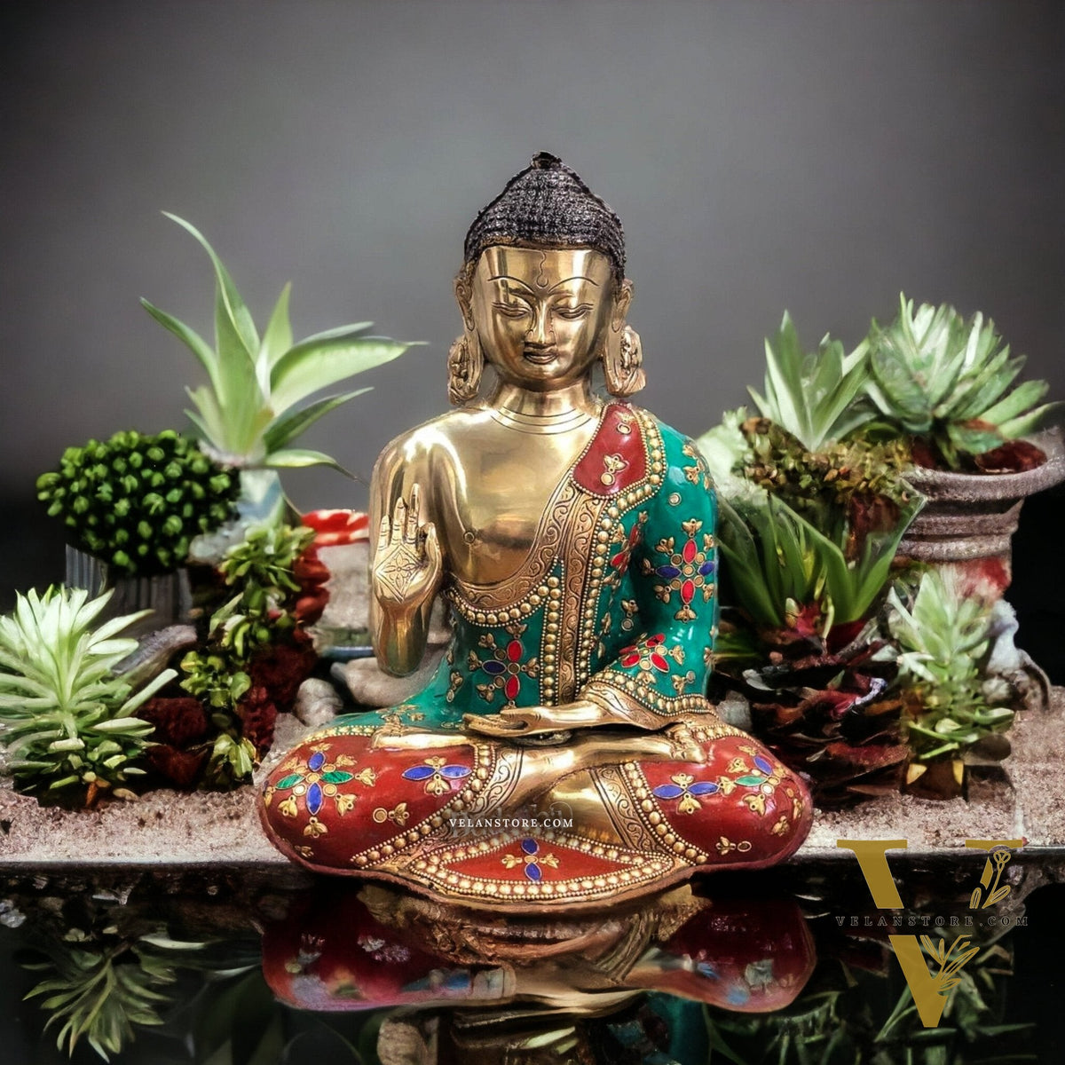 Blessing Buddha Abhaya Mudra Brass Idol - 12 Inches | BudhShiv
