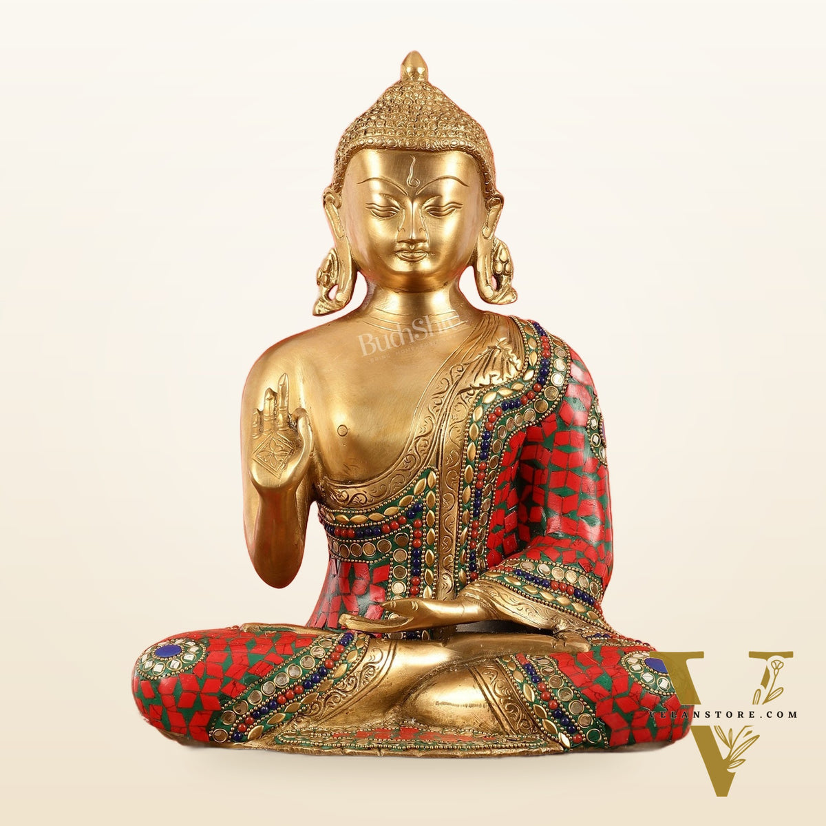 Blessing Buddha Brass Idol 12 inches
