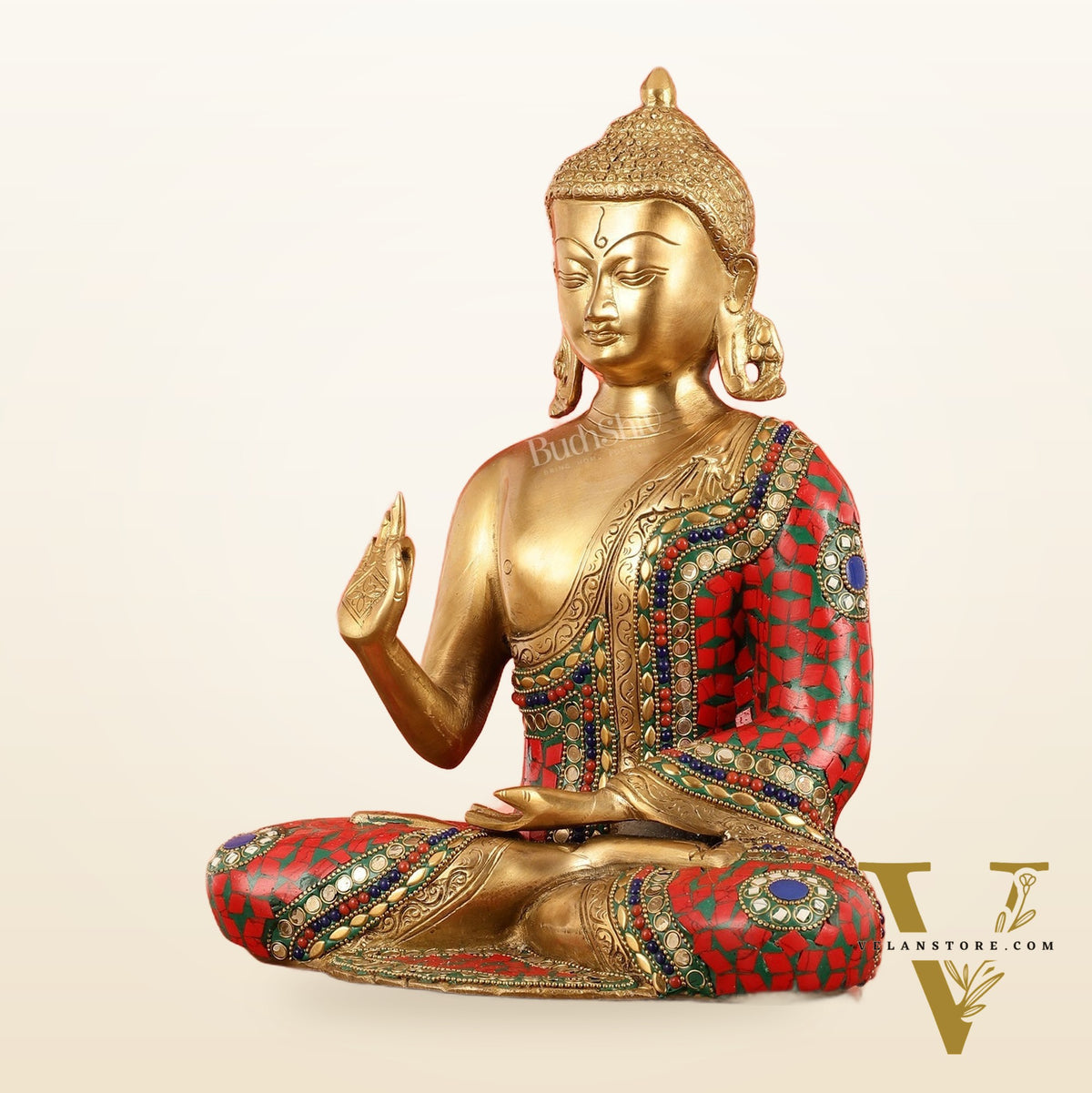 Blessing Buddha Brass Idol 12 inches