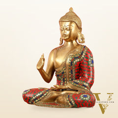 Blessing Buddha Brass Idol 12 inches