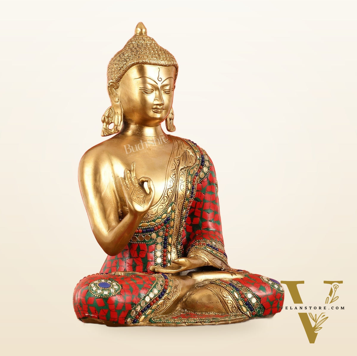 Blessing Buddha Brass Idol 12 inches