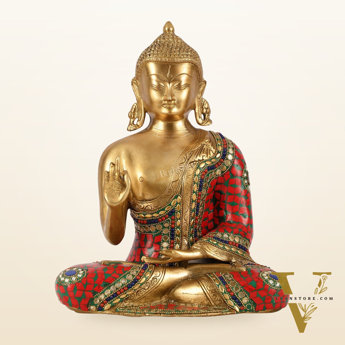 Blessing Buddha Brass Idol 12 inches