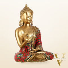 Blessing Buddha Brass Idol 12 inches