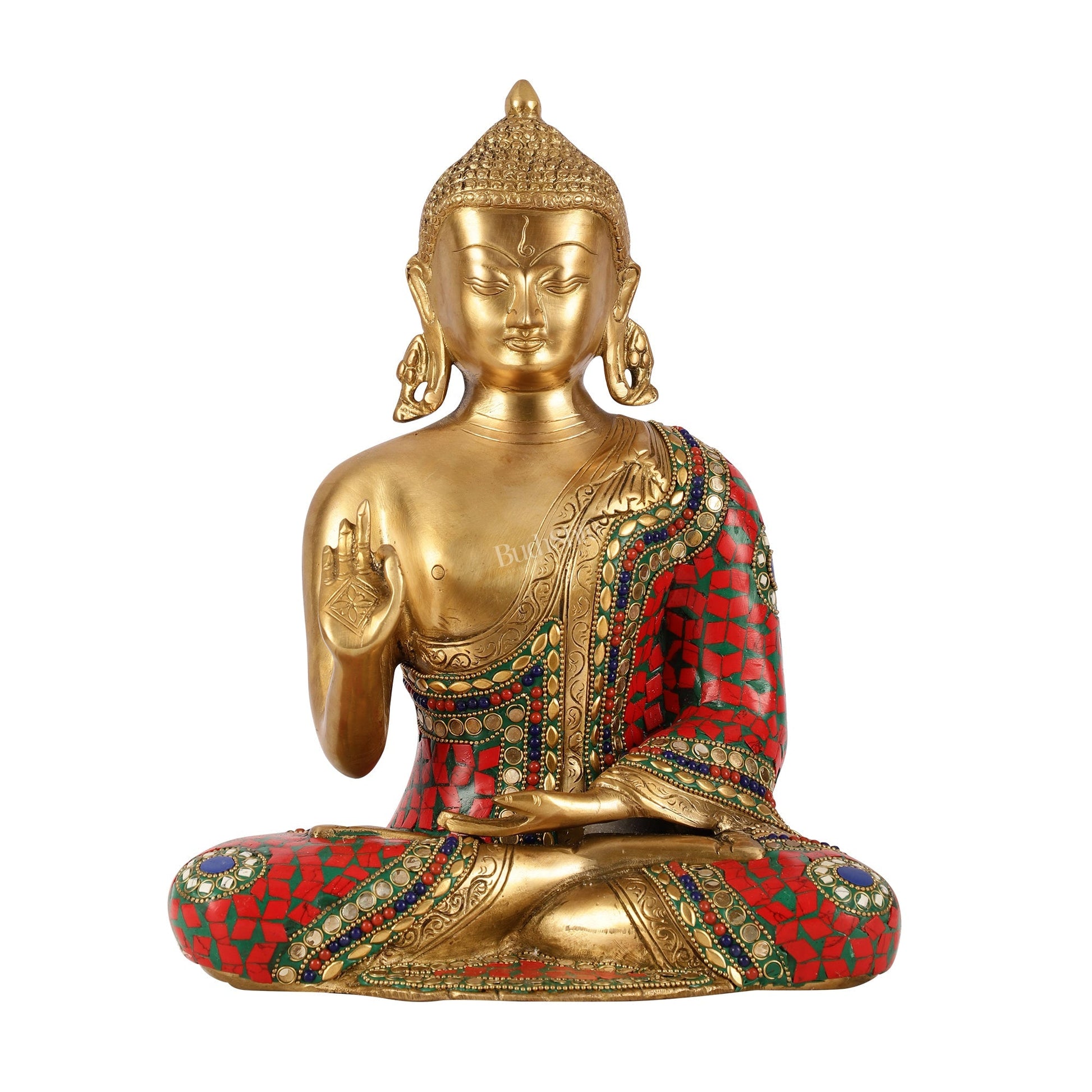 Blessing Buddha Brass Idol 12 inches