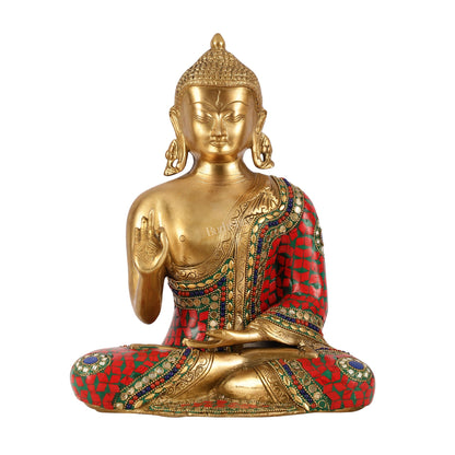 Blessing Buddha Brass Idol 12 inches
