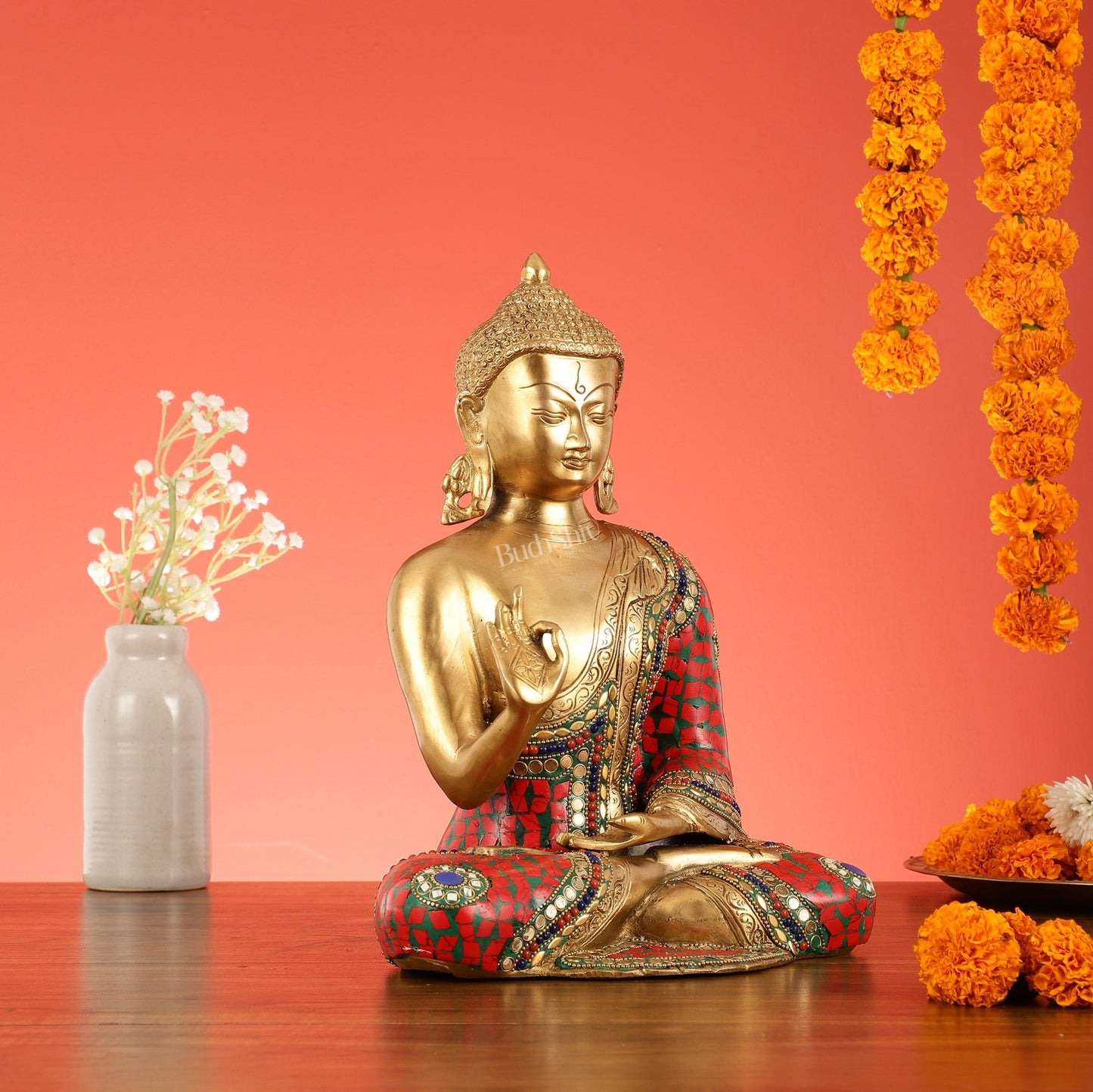 Blessing Buddha Brass Idol 12 inches