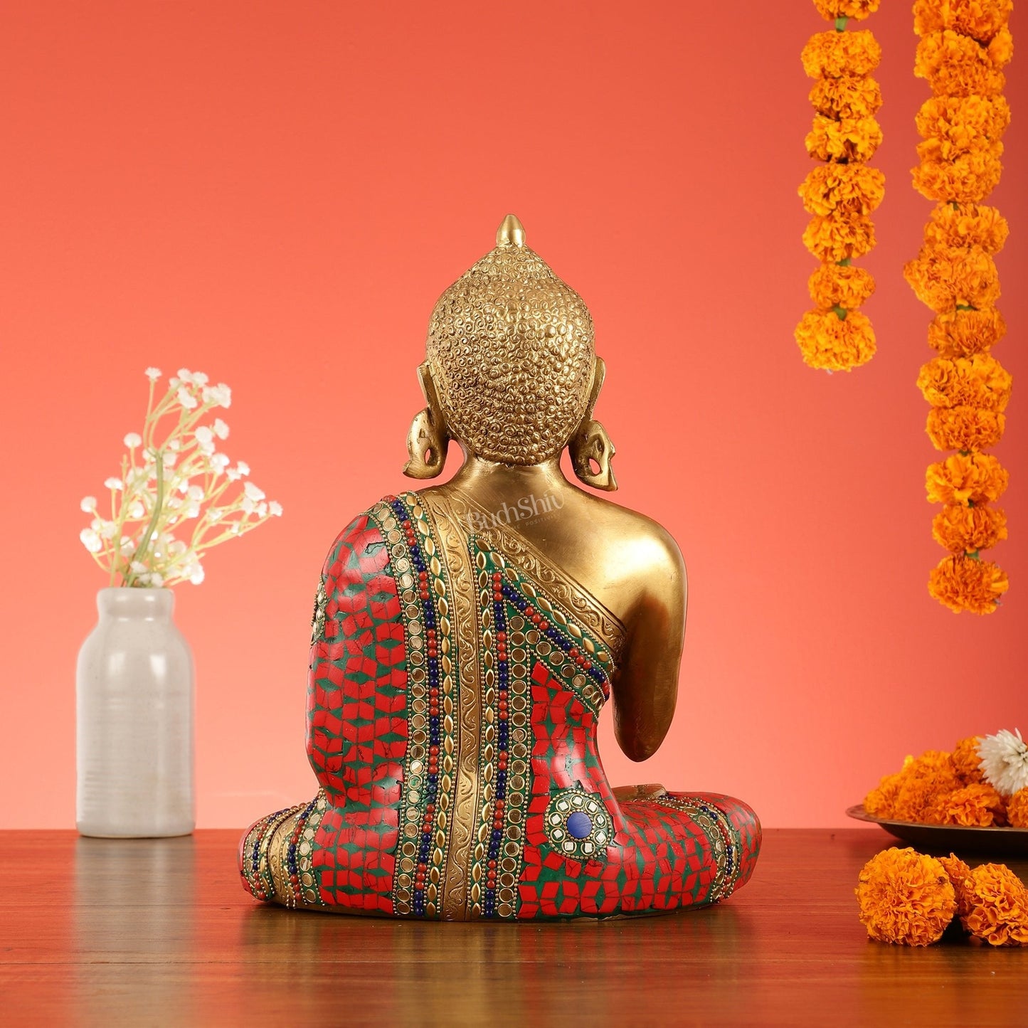 Blessing Buddha Brass Idol 12 inches