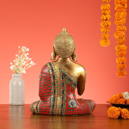 Blessing Buddha Brass Idol 12 inches