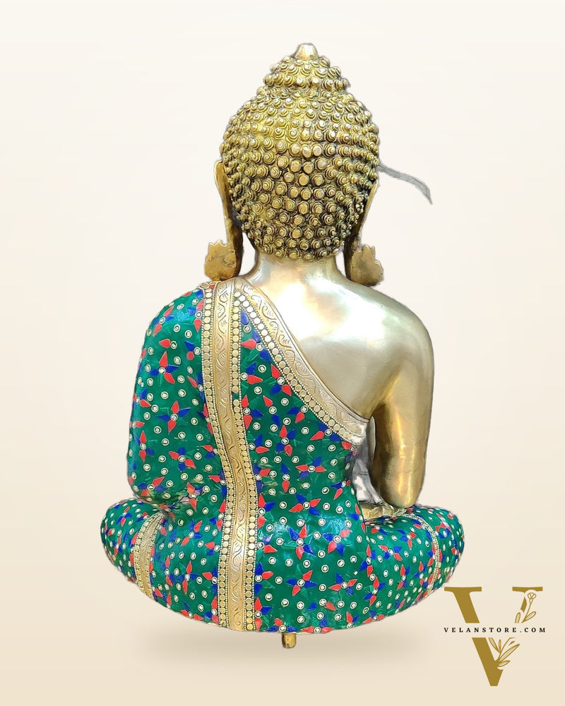 Blessing Buddha Brass Idol with Medicine Bowl - 20" Handcrafted