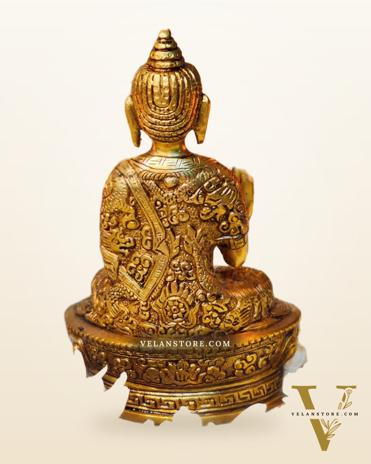 Blessing Buddha Statue: Fine Brass and Perfection Carved 7 inch